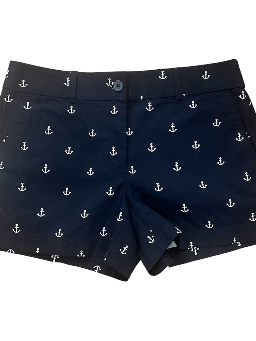 Loft Navy Anchor Print 4” Mid Rise Shorts size 6